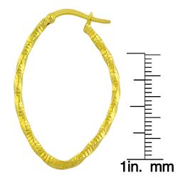 14k Yellow Gold Diamond-cut Oval Hoop Earrings