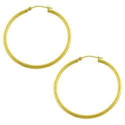 14k Yellow Gold Diamond-cut Tube Hoop Earrings
