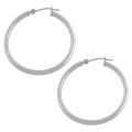 14k White Gold Tube Hoop Earrings
