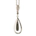 Sterling Silver Black Diamond Accent Elongated Teardrop Necklace