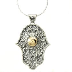 Sterling Silver and 14k Gold 'Hamsa' Necklace