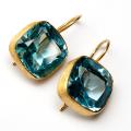 18k Gold plated Silver Blue Topaz Earrings (India)