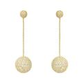 Gold over Silver Clear Cubic Zirconia Disco Ball Dangle Earrings