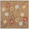 Handmade Blossom Camel Wool Rug (6' Square)