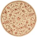 Handmade Zen Bouquet Beige/ Rust Wool and Silk Rug (7' 9 Round)