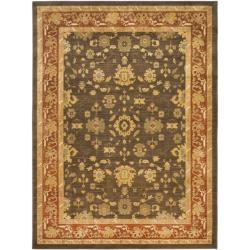 Oushak Brown/ Red Powerloomed Rug (9'6 x 13')