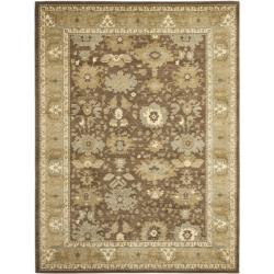 Oushak Brown/ Green Powerloomed Rug (9'6 x 13')