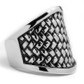 Stainless Steel Cast Graduated Basket Weave Pattern Ring