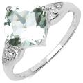 Malaika Sterling Silver Genuine Green Amethyst and White Topaz Ring (2 2/5ct TGW)