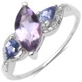 Malaika Sterling Silver Genuine Amethyst and Tanzanite Ring (1 3/10ct TGW)