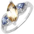 Malaika Sterling Silver Genuine Citrine and Tanzanite Ring (1 3/10ct TGW)