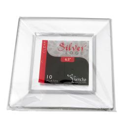 SilverEdge Clear 6.5-inch Square Plastic Plates (Set of 10)
