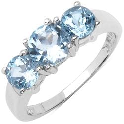 Malaika Sterling Silver Genuine Blue Topaz Ring (2 3/10ct TGW)