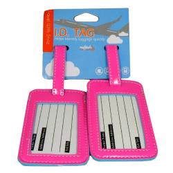 Naftali Pink PVC Luggage ID Tags (Set of 2)