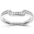 14k White Gold 1/10ct TDW Diamond Curved Wedding Band (H-I, I1-I2)