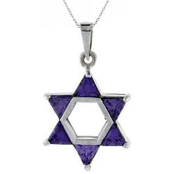 Sterling Silver Purple Cubic Zirconia Star of David Pendant
