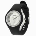 Geneva Platinum Women's Rhinestone-accented Silicone Watch
