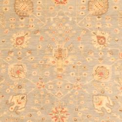 Afghan Hand-knotted Vegetable Dye Light Blue/ Ivory Wool Rug (8' x 8')