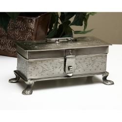 Nickel Scrollwork Lion Leg Locking Box (India)