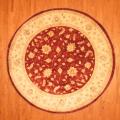Afghan Hand-knotted Vegetable Dye Red/ Ivory Wool Rug (10'1 Round)