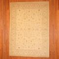 Afghan Hand-knotted Vegetable Dye Ivory Wool Rug (8' x 11'1)