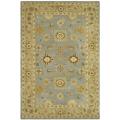 Hand-made Farahan Blue/ Sage Hand-spun Wool Rug (5' x 8')