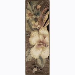 Hand-tufted Mandara Beige Floral Rug (2'6 x 7'6)