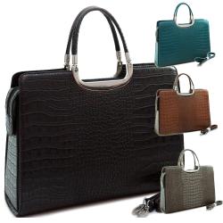 Dasein Crocodile-Embossed Designer-Inspired Briefcase