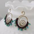 Mystic Swirl Blue Turquoise Dangle Sterling Silver Earrings (Thailand)