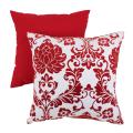 Pillow Perfect Red Damask Flocked Throw Pillow