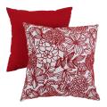 Pillow Perfect Red Floral Flocked Throw Pillow
