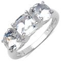 Malaika Sterling Silver Cushion and Round Crystal Quartz Ring (2 3/5ct TGW)