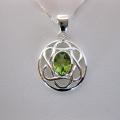 Sterling Silver Peridot Celtic Knot Necklace (Thailand)