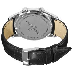 Frederique Constant Men's 'Index' Worldtimer Black Leather Strap Watch