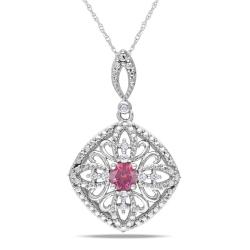 Miadora 10k White Gold 1/2ct TDW Pink Diamond Pendant Necklace (H-I)