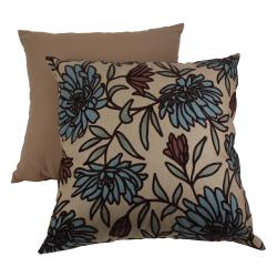 Pillow Perfect Tan Floral Flocked Throw Pillow
