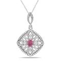 Miadora 10k White Gold 1/2ct TDW Pink Diamond Pendant Necklace (H-I)