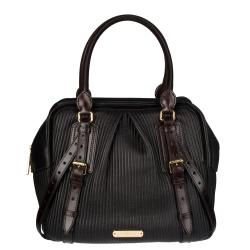 Burberry Pleated Leather Bowler Bag