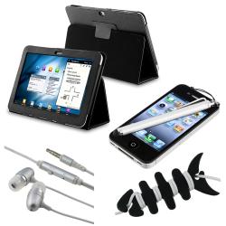 Black Leather Case/ Stylus/ Headset/ Wrap for Samsung Galaxy Tab 8.9