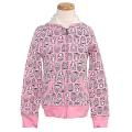 Big Girls Ivory/ Pink Owl Zip-up Hooded Sweatshirt