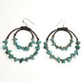 Blue Moon Fantasy Sterling Silver Turquoise Hoop Earrings (Thailand)