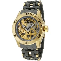 Invicta Men's 'Sea Spider' 18K Goldplated SS & Grey Polyurethane Watch