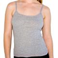 American Apparel Baby Rib Heather Grey/ Sangria Spaghetti Tank