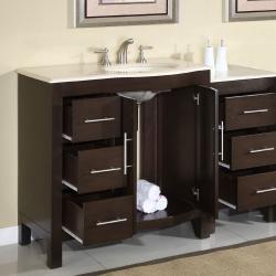 Silkroad Exclusive Stone Counter Top Bathroom Single Sink Cabinet Vanity Lavatory (54-inch)