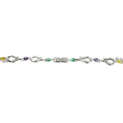 Cano Silvertone Multi-colored Cubic Zirconia Necklace