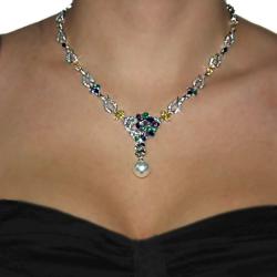 Cano Silvertone Multi-colored Cubic Zirconia Necklace