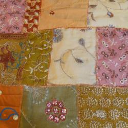 Chocolate Brown Vintage Sari Patch Throw (India)