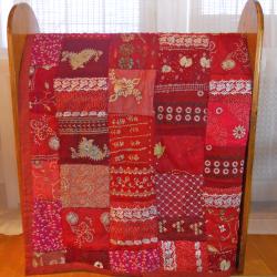 Red Vintage Sari Patch Throw (India)