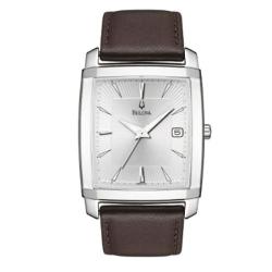 Bulova Men's Stainless Steel Leather Strap Watch