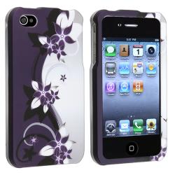 Purple Flower Snap-on Rubber Coated Case for Apple iPhone 4/ 4S